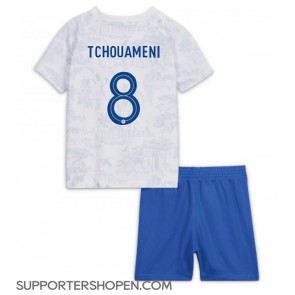 Frankrike Aurelien Tchouameni #8 Bortatröja Barn VM 2022 Kortärmad (+ korta byxor)